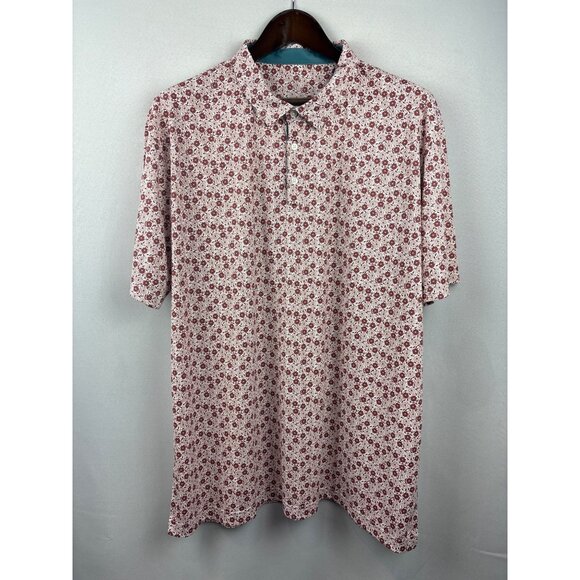 Men’s Swannies 2XL White with Red Floral Patterned Golf Shirt - Picture 1 of 6